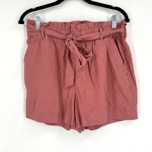 Old Navy High Rise Linen Blend Paper Bag Pull On shorts size 12 Large Amelia Ros - Picture 1 of 8